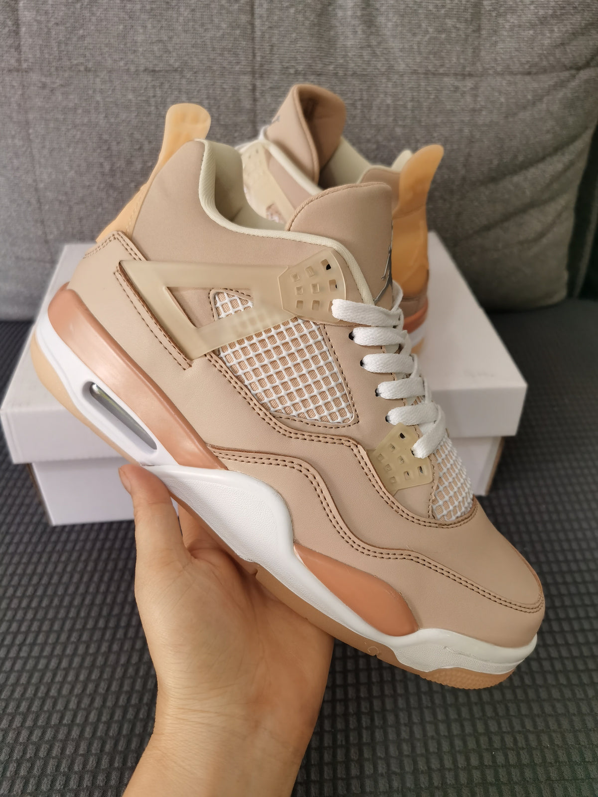 Retro Basketball Shoes, Tan Colorway, Lace Up Design, Casual Gift for Shoe Lovers