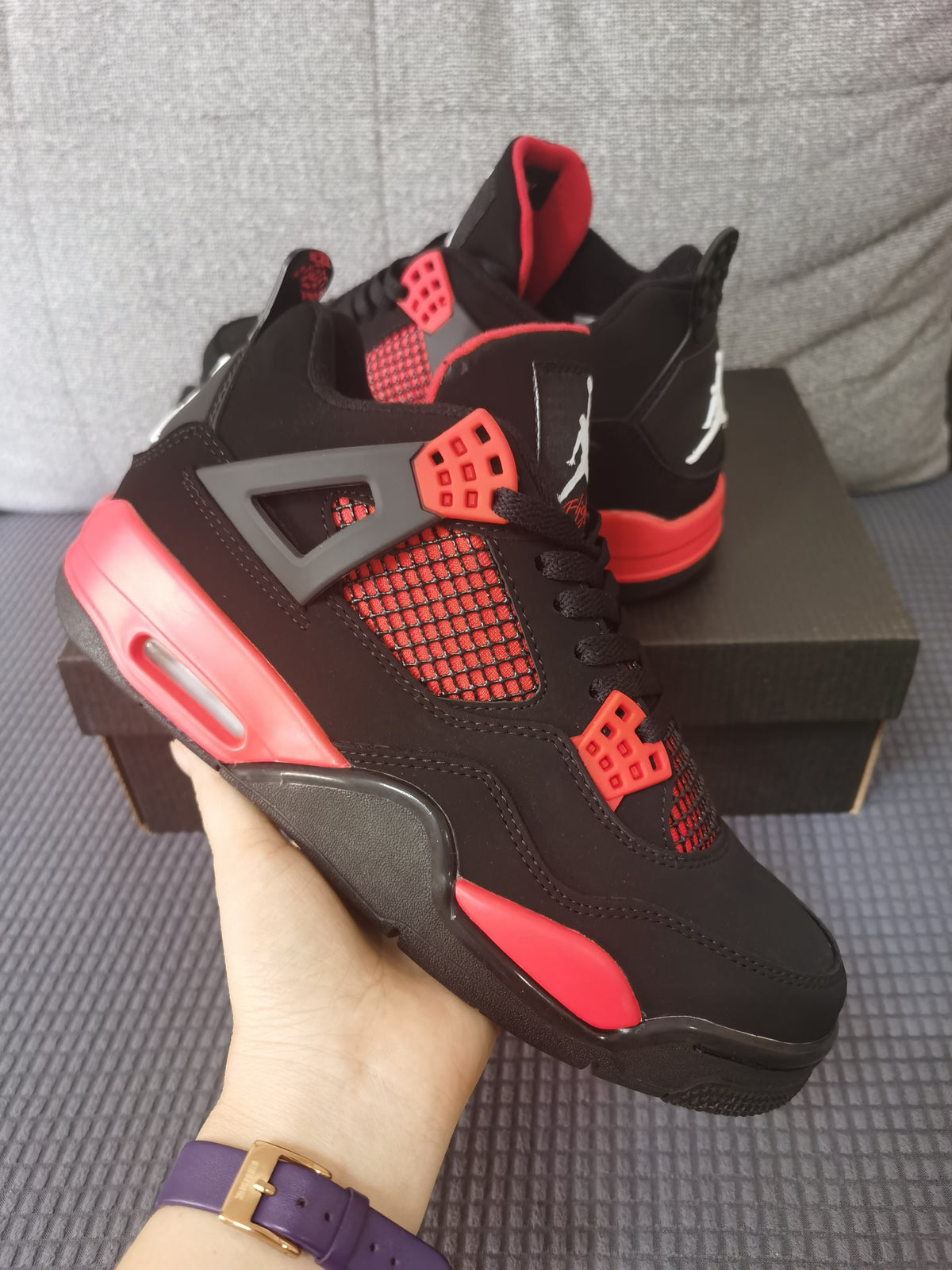 Retro Sneakers, Black Red Colorway, Lace Up Design, Casual Gift for Sneaker Fans
