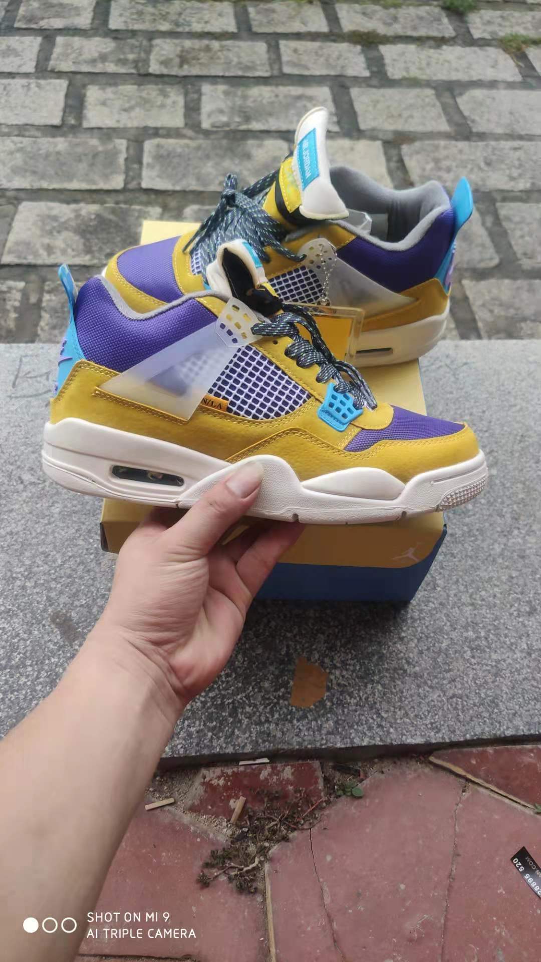Sneakers, Yellow Blue Colorway, Lace Up Design, Casual Gift for Sneaker Fans
