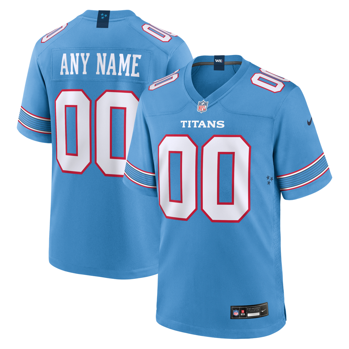 Tennessee Titans Light Blue Game Custom Jersey