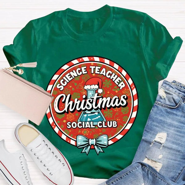 Humorous Holiday Chemistry STEM Shirt, Science Teacher Christmas Social Club T-Shirt, Festive Science Graphic Tee, Xmas Educa
