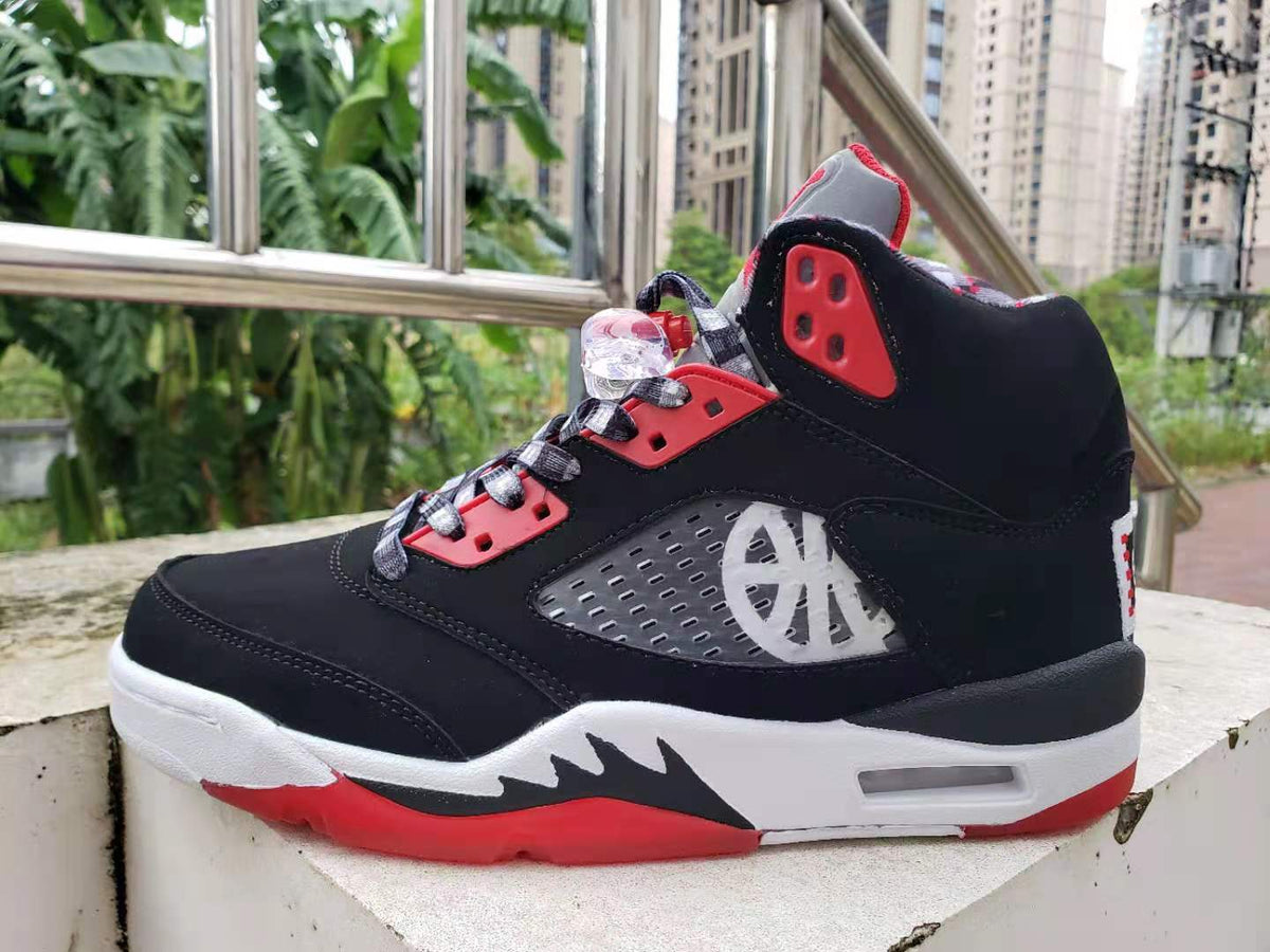 Sneakers, Black Red Colorway, Lace Up Design, Casual Gift for Sneaker Fans