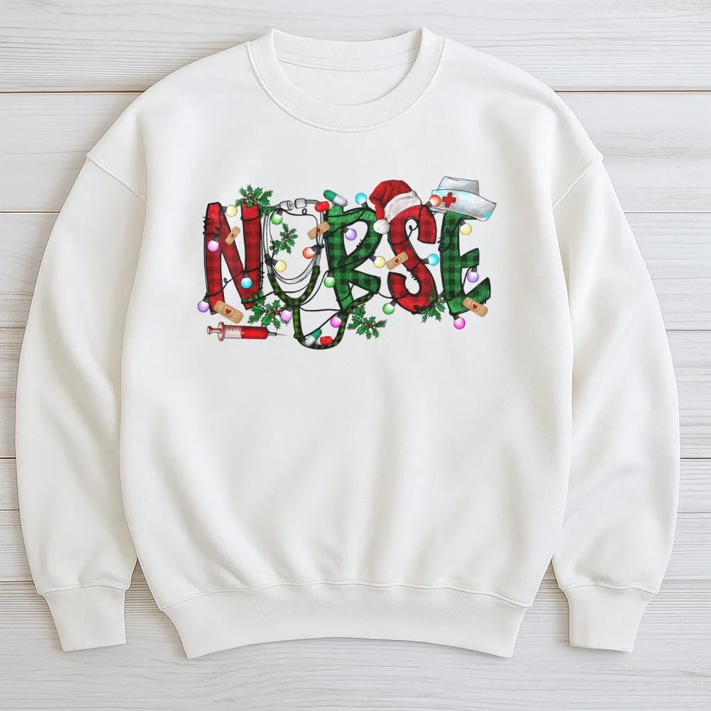 Buffalo Plaid Medical Crewneck, Nurse Christmas Sweatshirt, Festive RN Holiday Sweatshirt, Nursing Student Sweater, Adorable 
