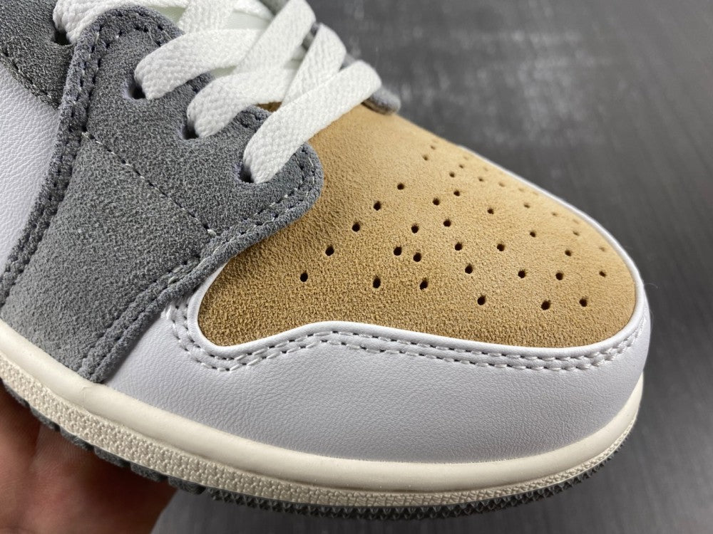 Low Top Sneakers, White Gray Brown Colorway, Lace Up Design, Casual Gift for Sneaker Fans