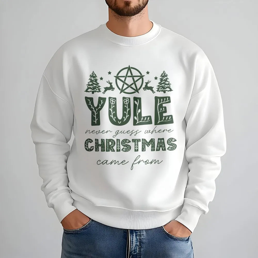 Pagan Christmas History Crewneck, Yule Winter Solstice Sweatshirt, Witchy Solstice Season Pullover, Occult Holiday Magic Swea