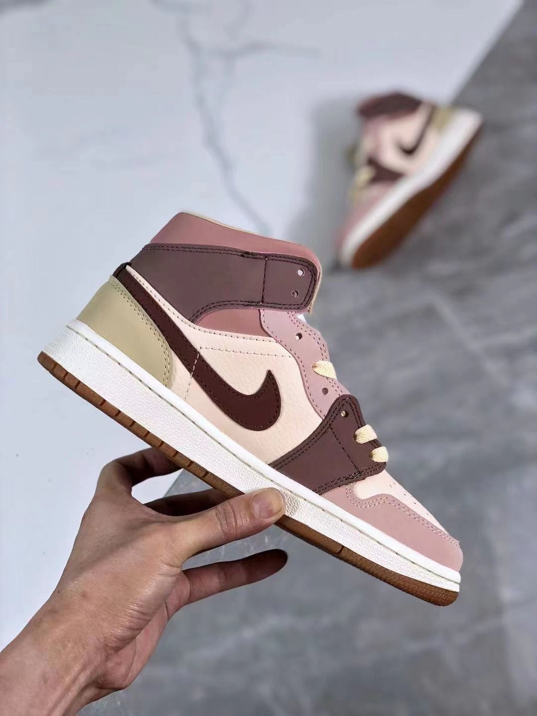 Sneakers, Brown Cream Colorway, Lace Up Design, Casual Gift for Sneaker Fans