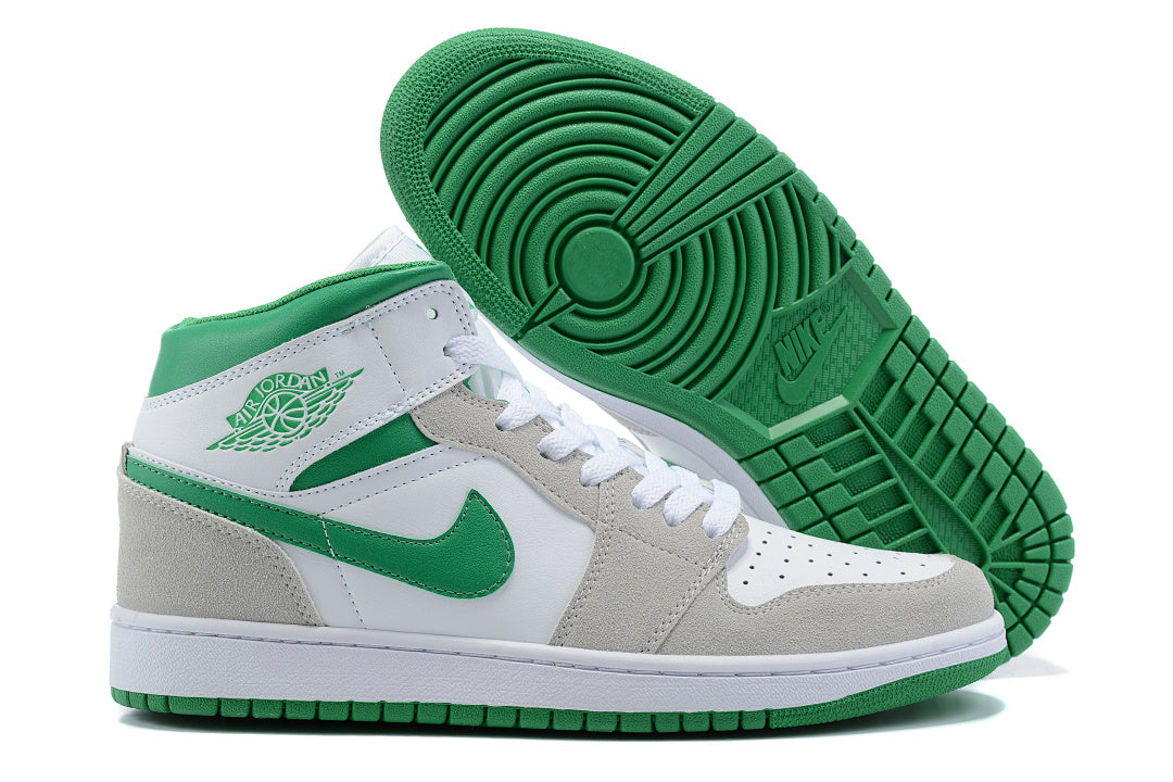 Sneakers, White Green Gray Colorway, Lace Up Design, Casual Gift for Sneaker Fans