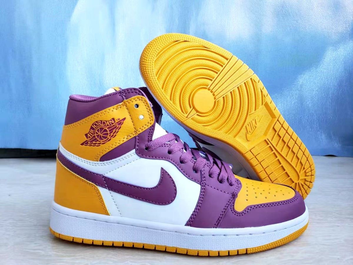 Sneakers, Yellow Purple Colorway, Lace Up Design, Casual Gift for Sneaker Fans