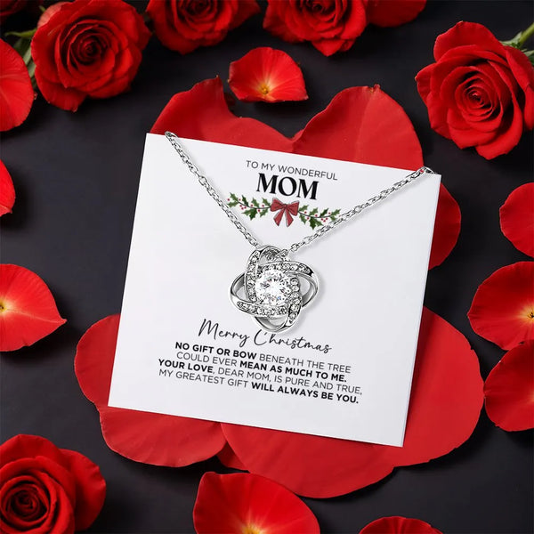 Cubic Zirconia Pendant, Mom Love Knot Necklace, Gold Knot Jewelry, Meaningful Keepsake for Mother's Day 2026, Christmas Birth