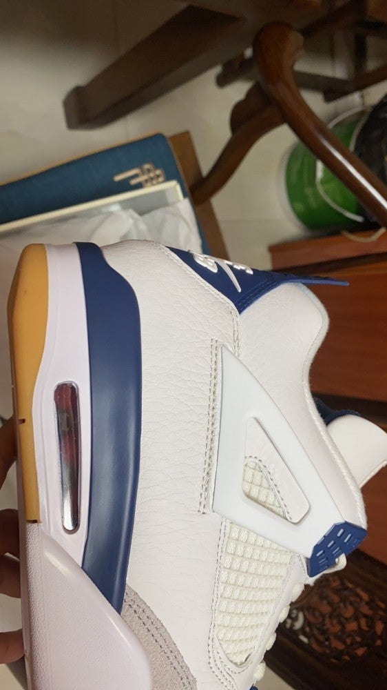 Mid Top Sneakers, Blue White Gray Navy Colorway, Lace Up Design, Casual Gift for Sneaker Fans