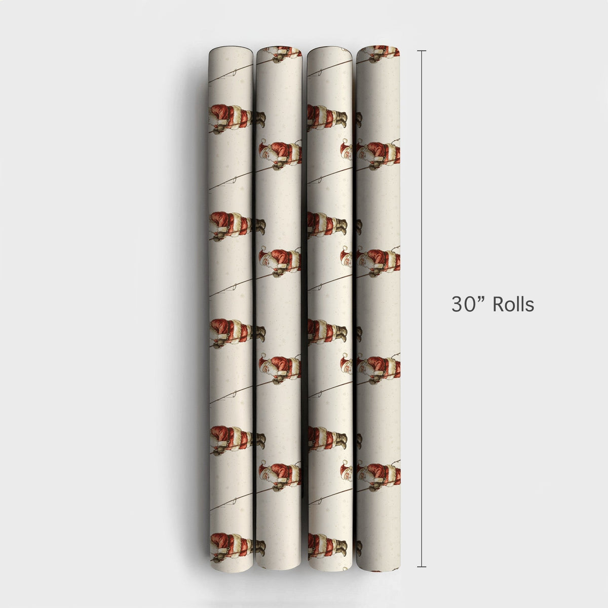 Vintage Angler Christmas Gift Wrap, Fishing Santa Claus Wrapping Paper, Fisherman Holiday Wrapping Paper, Outdoor Sportsman P