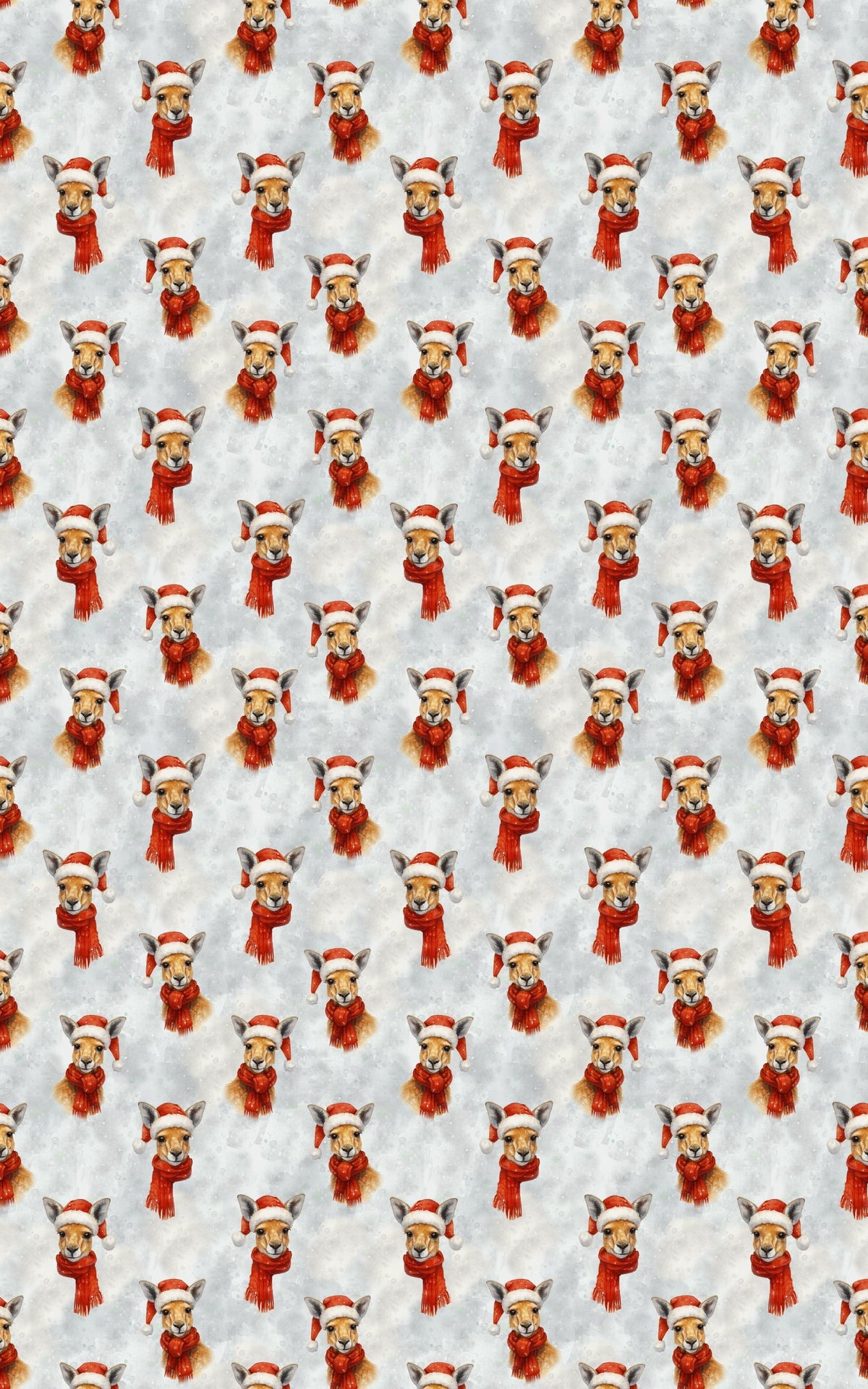 Santa Hat Animal Gift Wrap, Kangaroo Christmas Wrapping Paper, Adorable Red Scarf Kangaroo Wrapping Paper, Australian Holiday