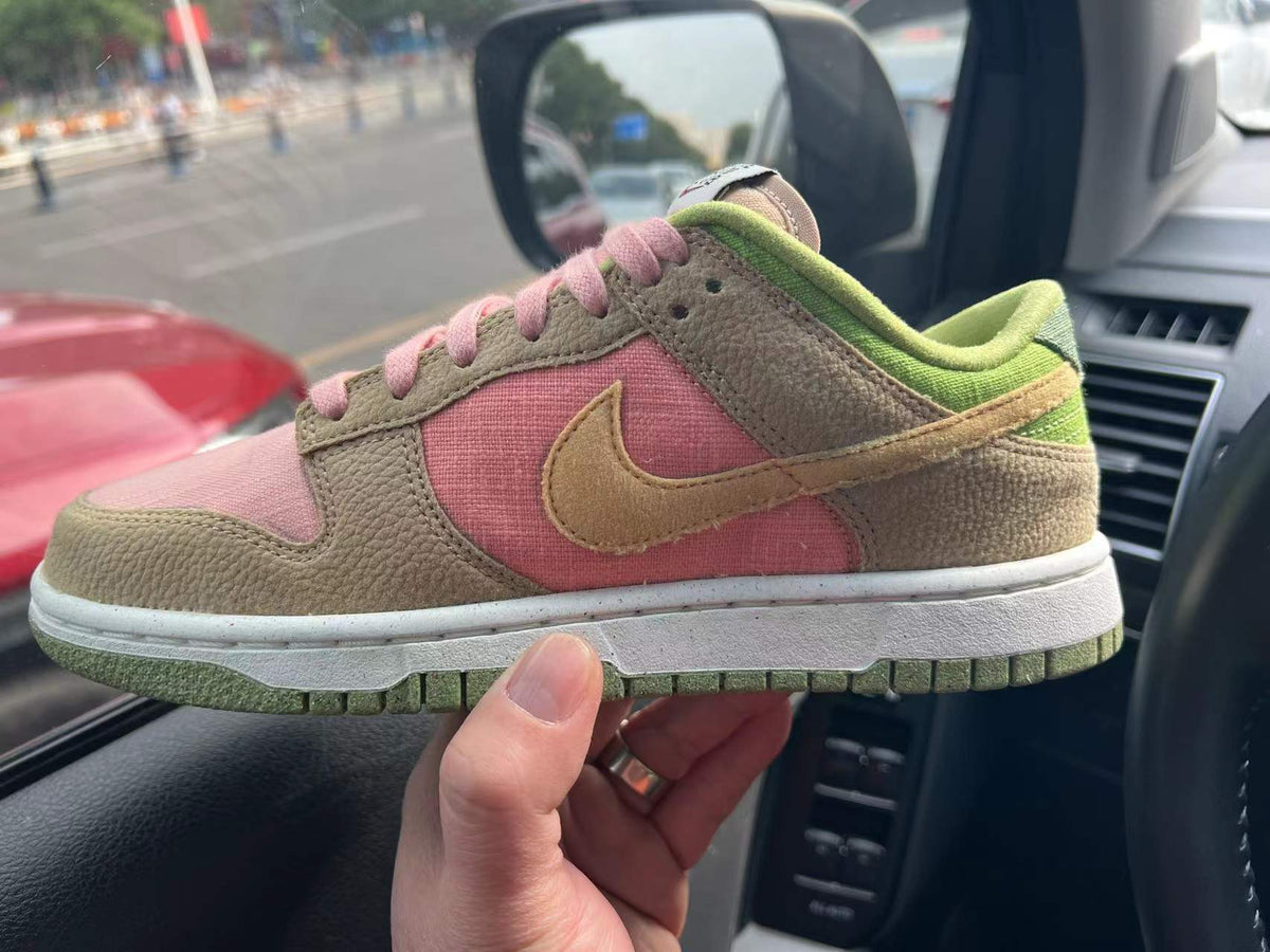 Low Top Sneakers, Brown Pink Green Colorway, Lace Up Design, Casual Gift for Sneaker Fans