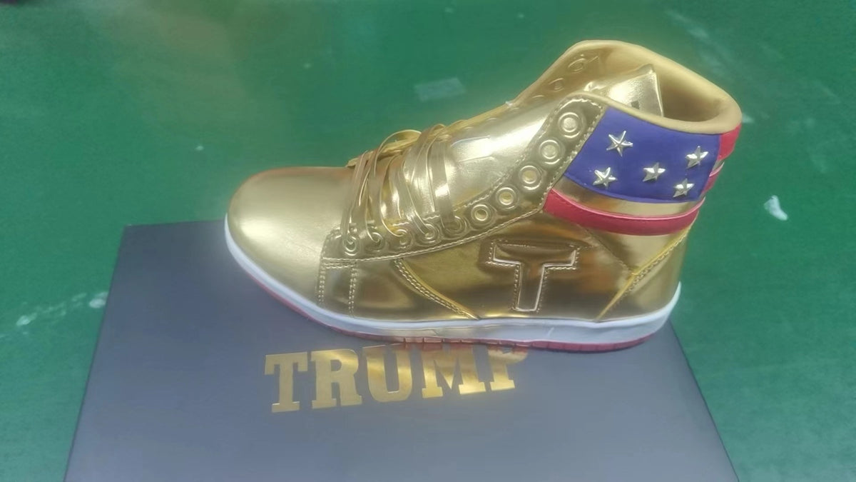 High Top Sneakers, Gold White Colorway, Lace Up Design, Casual Gift for Sneaker Fans