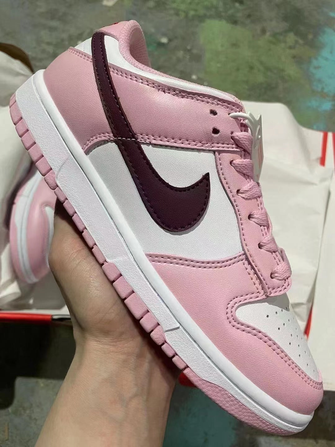 Sneakers, Pink Brown Colorway, Lace Up Design, Casual Gift for Sneaker Fans