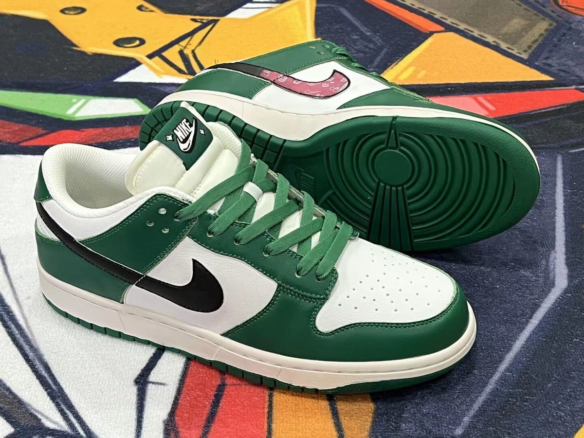 Low Top Sneakers, Green White Colorway, Lace Up Design, Casual Gift for Sneaker Fans