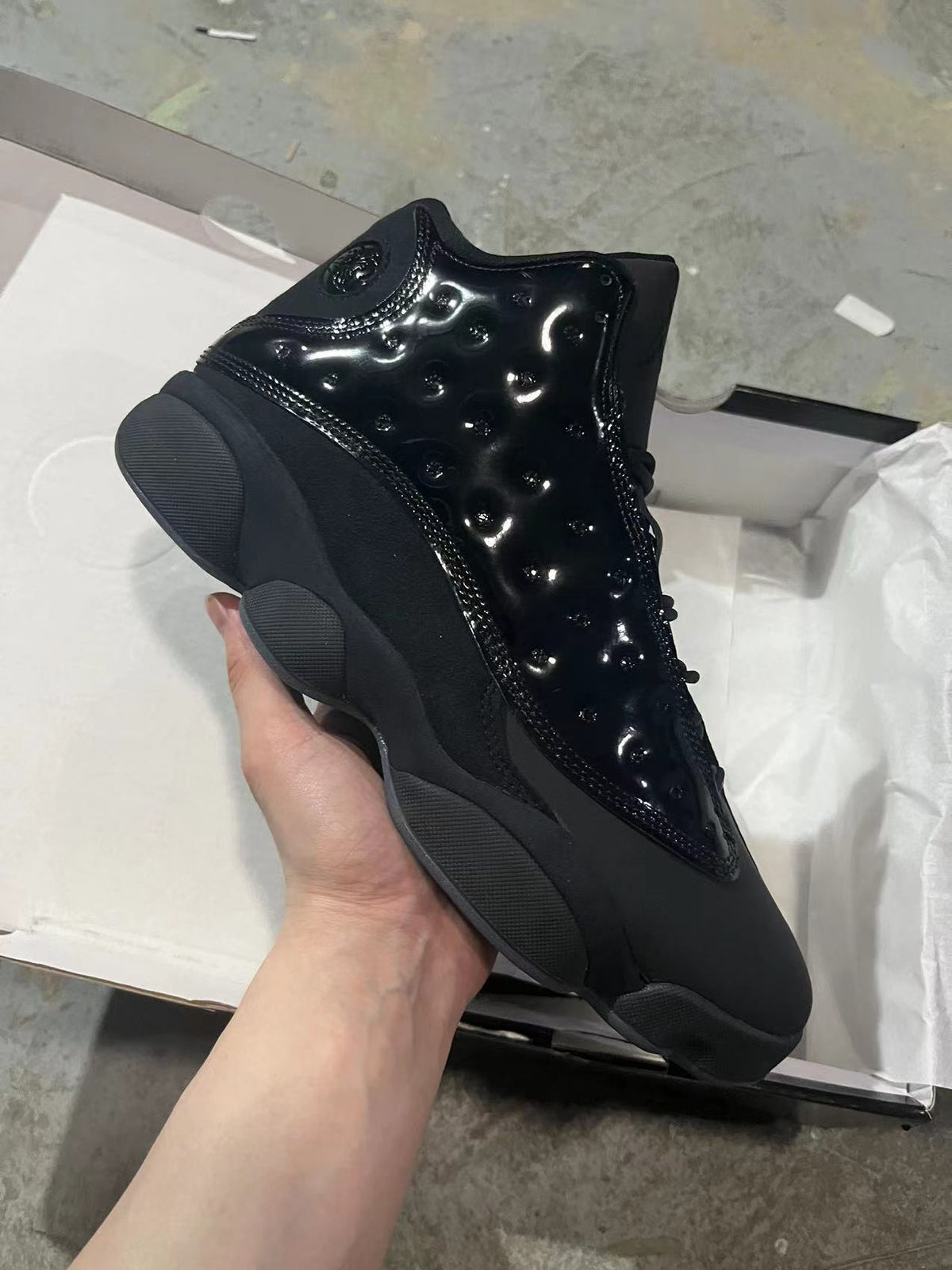 Sneakers, Black Colorway, Patent Leather Footwear, Lace Up Design, Casual Gift for Sneaker Fans