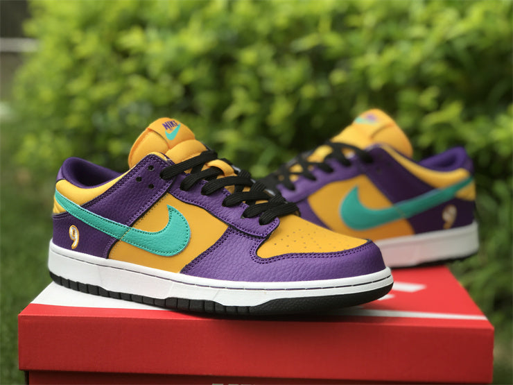 Low Top Sneakers, Purple Yellow Colorway, Lace Up Design, Casual Gift for Sneaker Fans