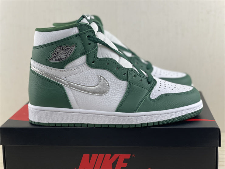 High Top Sneakers, White Green Colorway, Lace Up Design, Casual Gift for Sneaker Fans