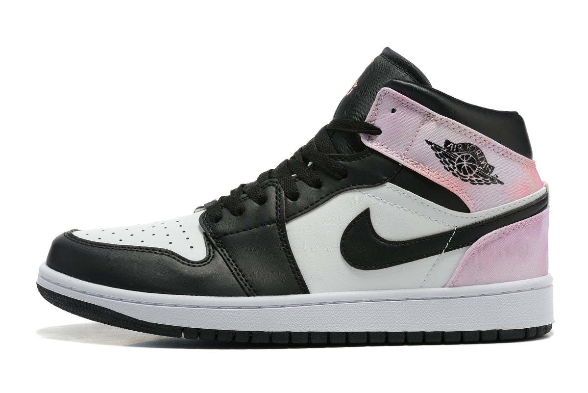 Sneakers, Black White Pink Colorway, Tie Dye Pattern, Lace Up Design, Casual Gift for Sneaker Fans