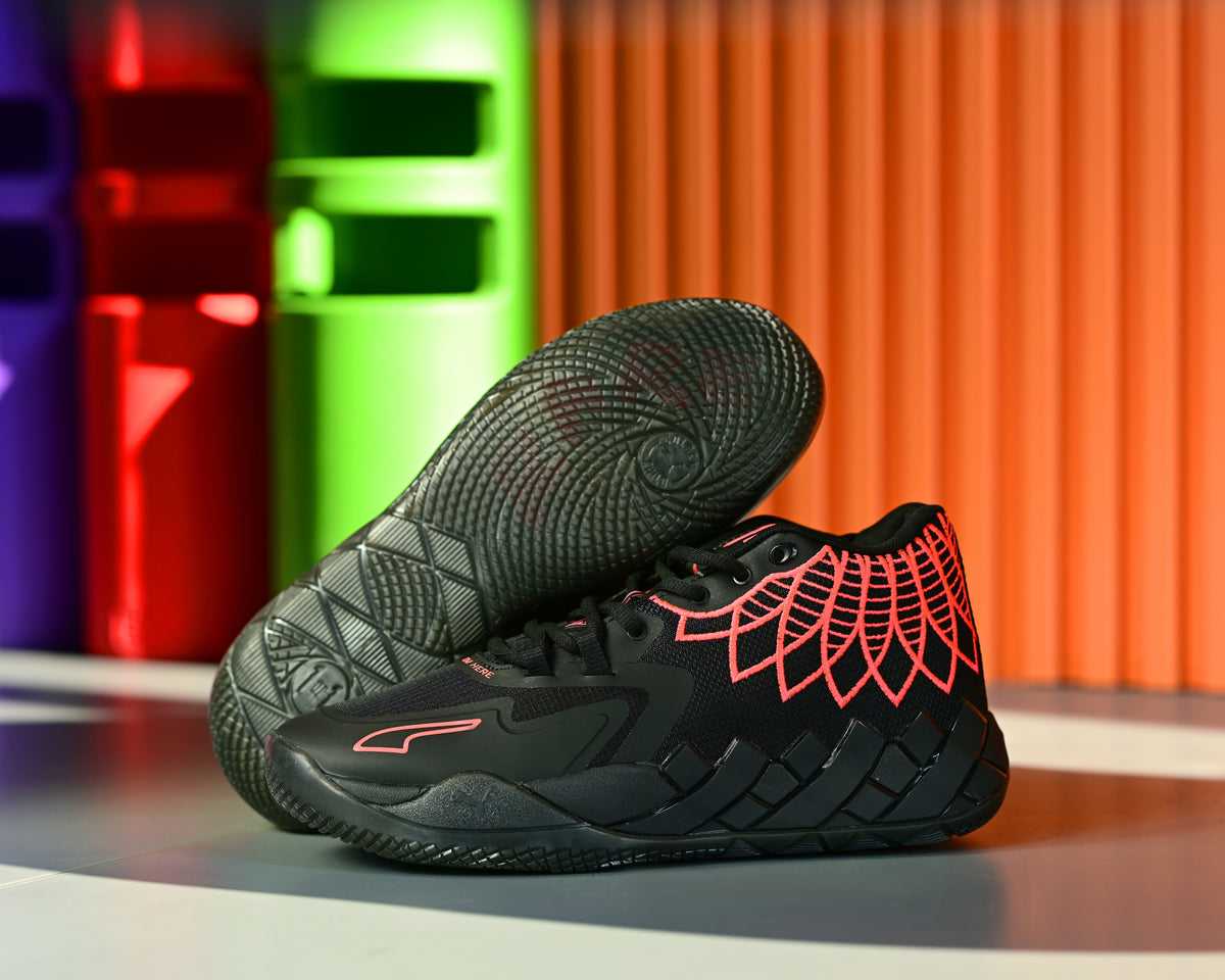 Low Top Sneakers, Black Red Colorway, Casual Gift for Sneaker Fans