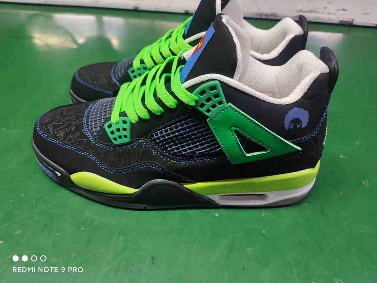Sneakers, Black Green Colorway, Lace Up Design, Casual Gift for Sneaker Fans