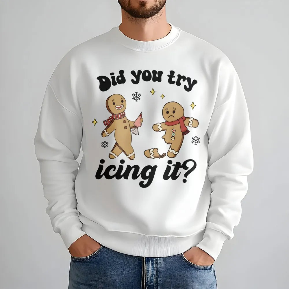 Humorous Gingerbread Christmas Crewneck, Did You Try Icing It Sweatshirt, Physical Therapy Sweatshirt, PT Athletic Trainer Ho