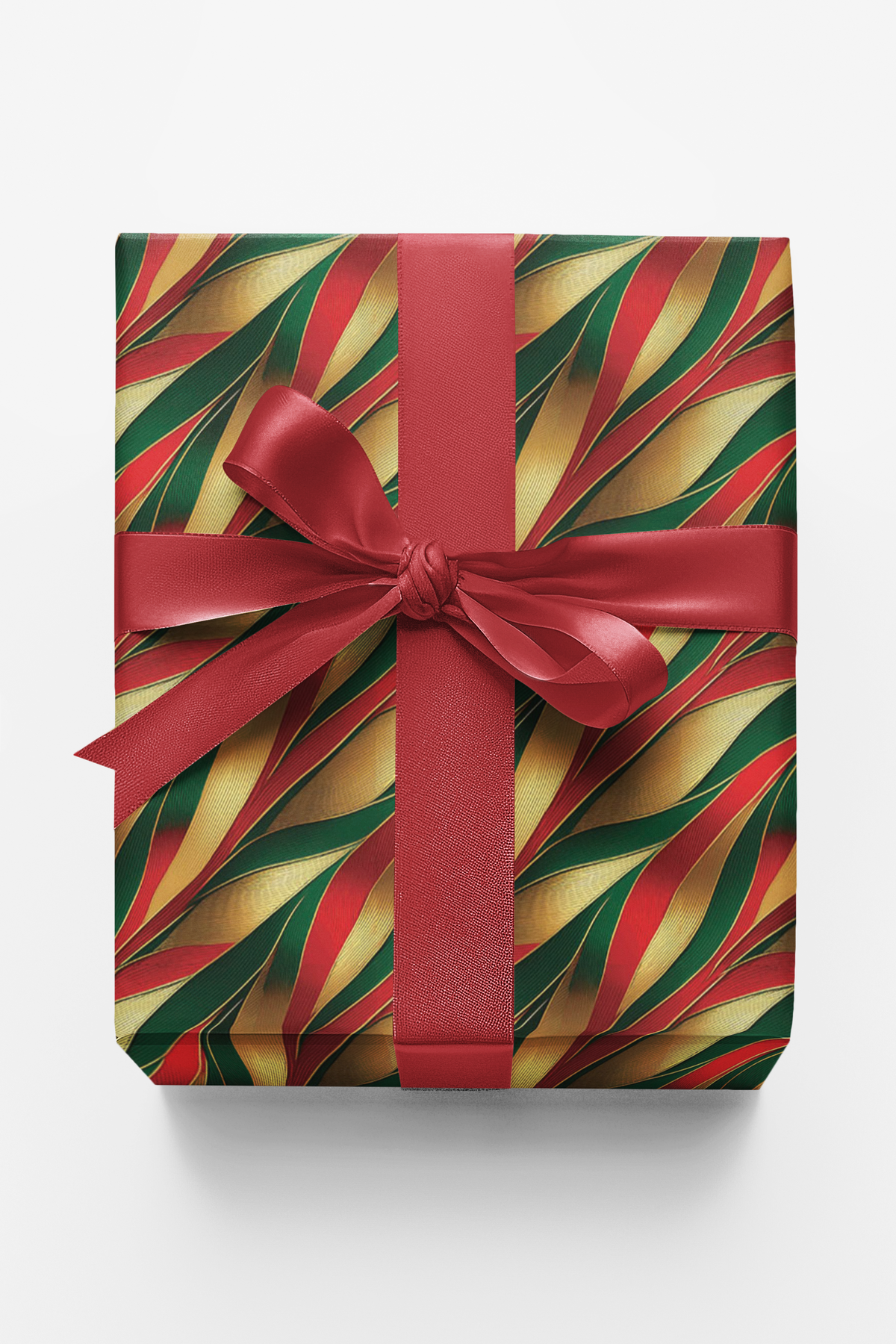 Holiday Ribbon Gift Wrap, Metallic Geometric Wrapping Paper, Yuletide Gleam Present Paper, Luxury Christmas Gift Wrap, Festiv