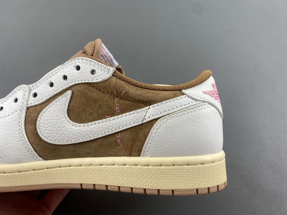 Low Top Sneakers, Khaki White Pink Colorway, Reverse Hook Design, Lace Up Design, Casual Gift for Sneaker Fans