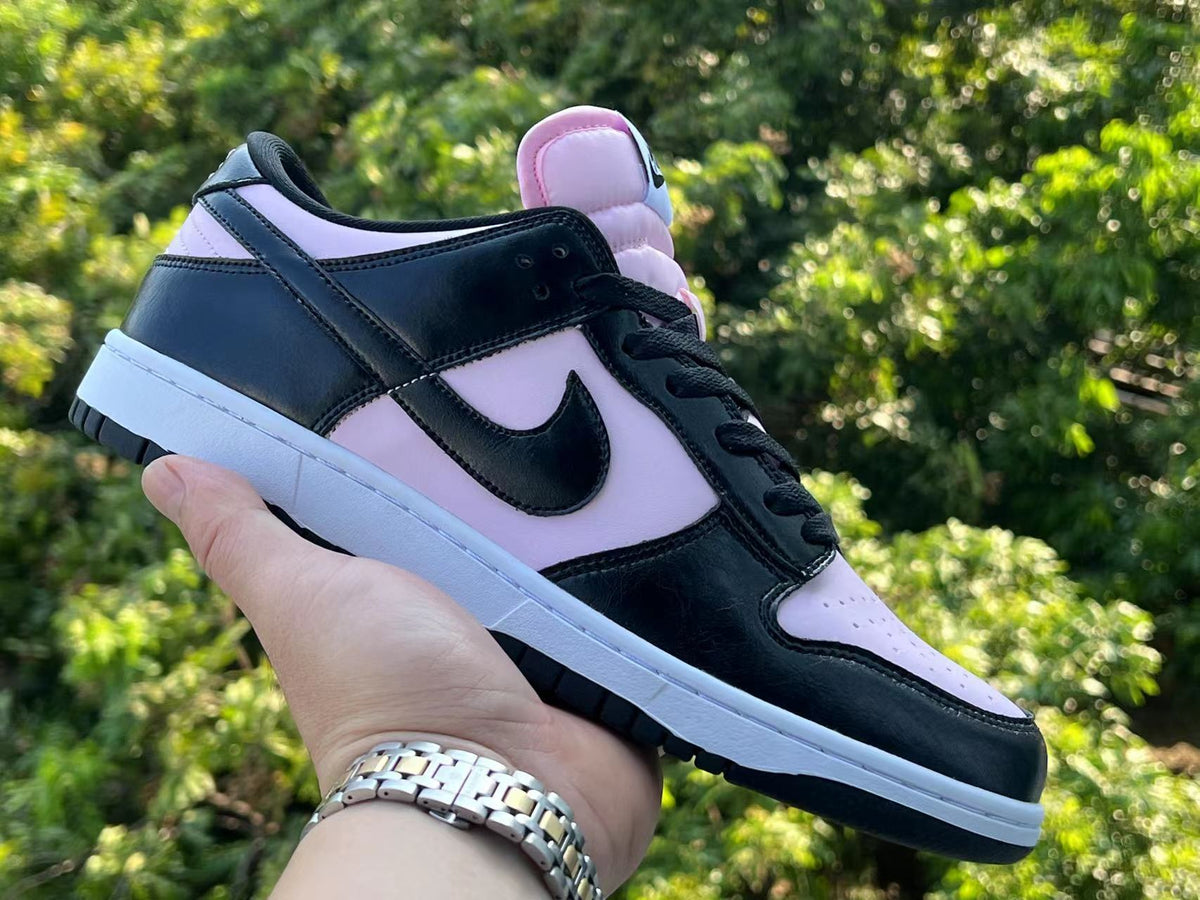 Low Top Sneakers, Black Pink Colorway, Lace Up Design, Casual Gift for Sneaker Fans