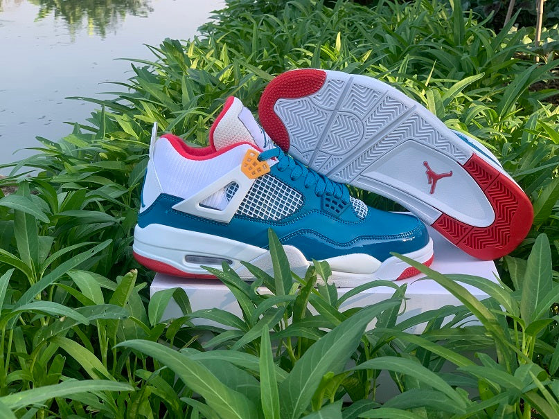 Sneakers, White Teal Red Colorway, Lace Up Design, Casual Gift for Sneaker Fans