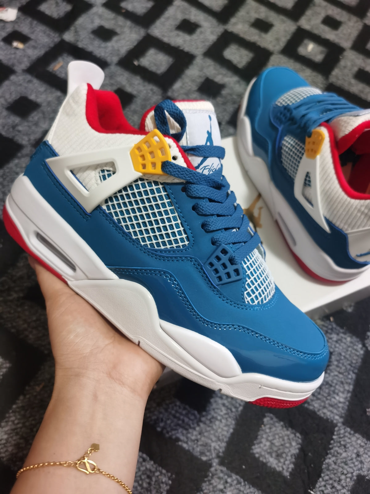 Basketball Shoes, Blue Colorway, Lace Up Design, Casual Gift for Shoe Lovers
