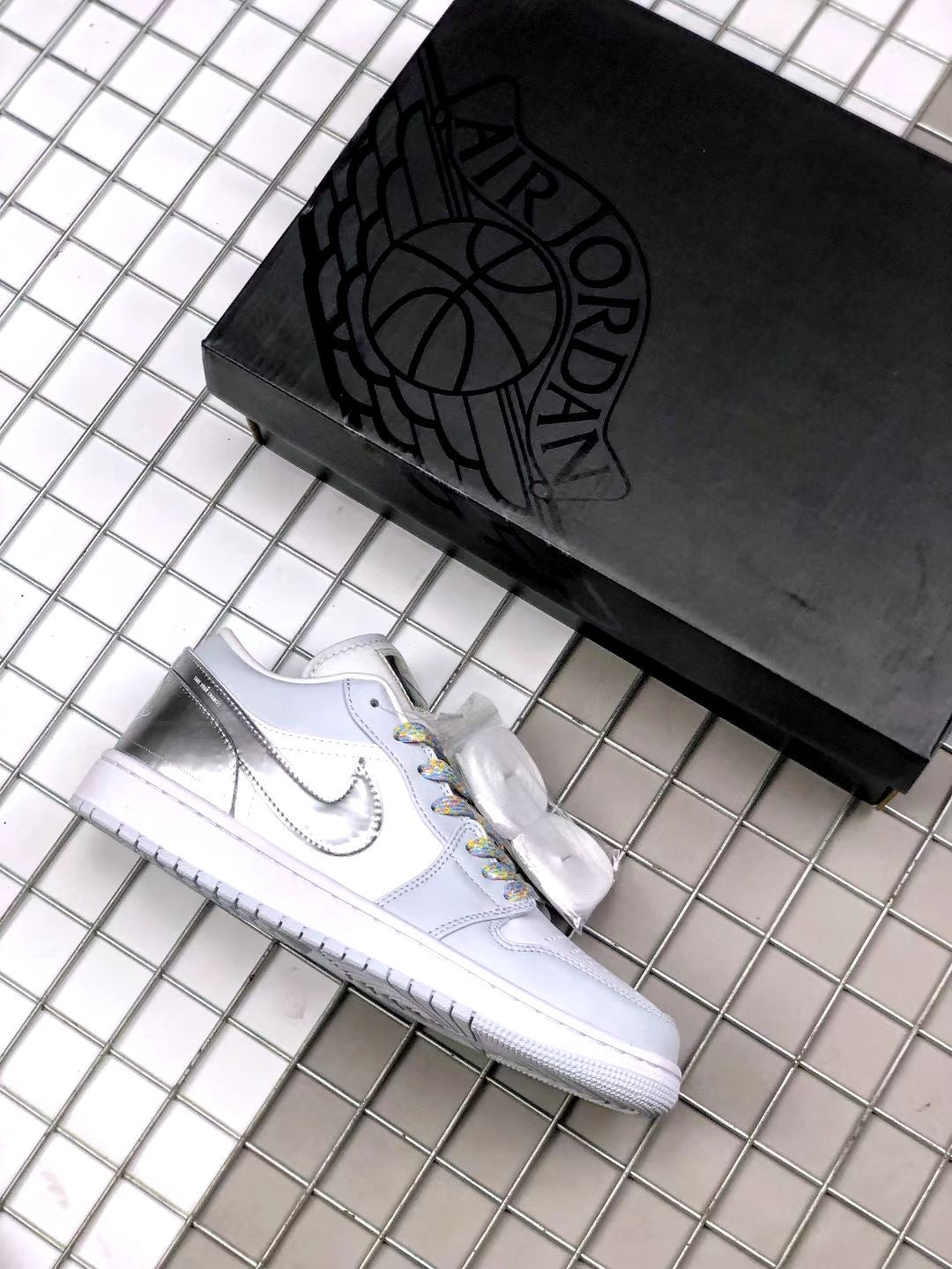 Retro Low Top Basketball Shoes, White Silver Colorway, Casual Gift for Shoe Lovers