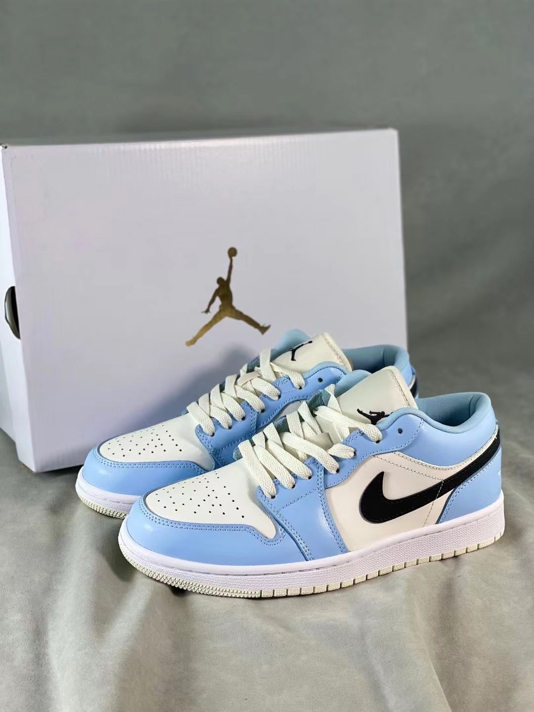 Low Top Sneakers, Blue White Colorway, Lace Up Design, Casual Gift for Sneaker Fans