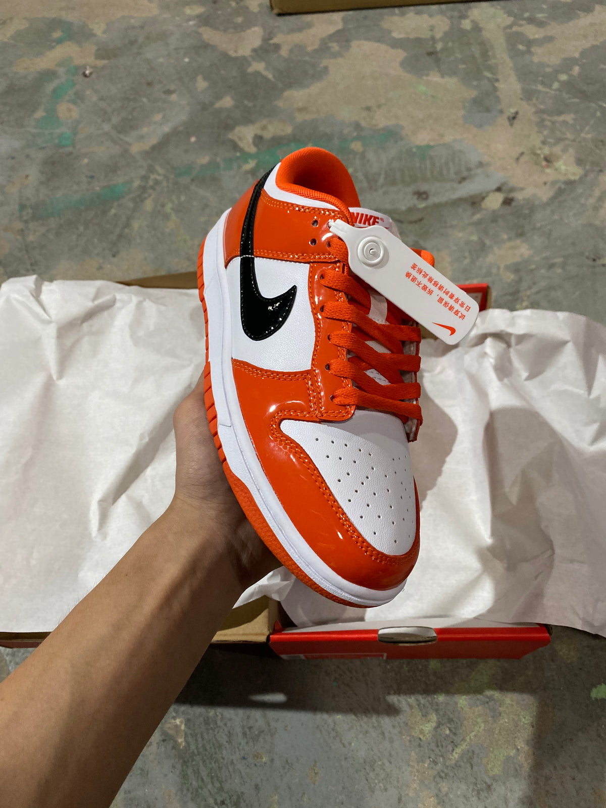 Low Top Skate Shoes, White Black Orange Colorway, Lace Up Design, Casual Gift for Shoe Lovers