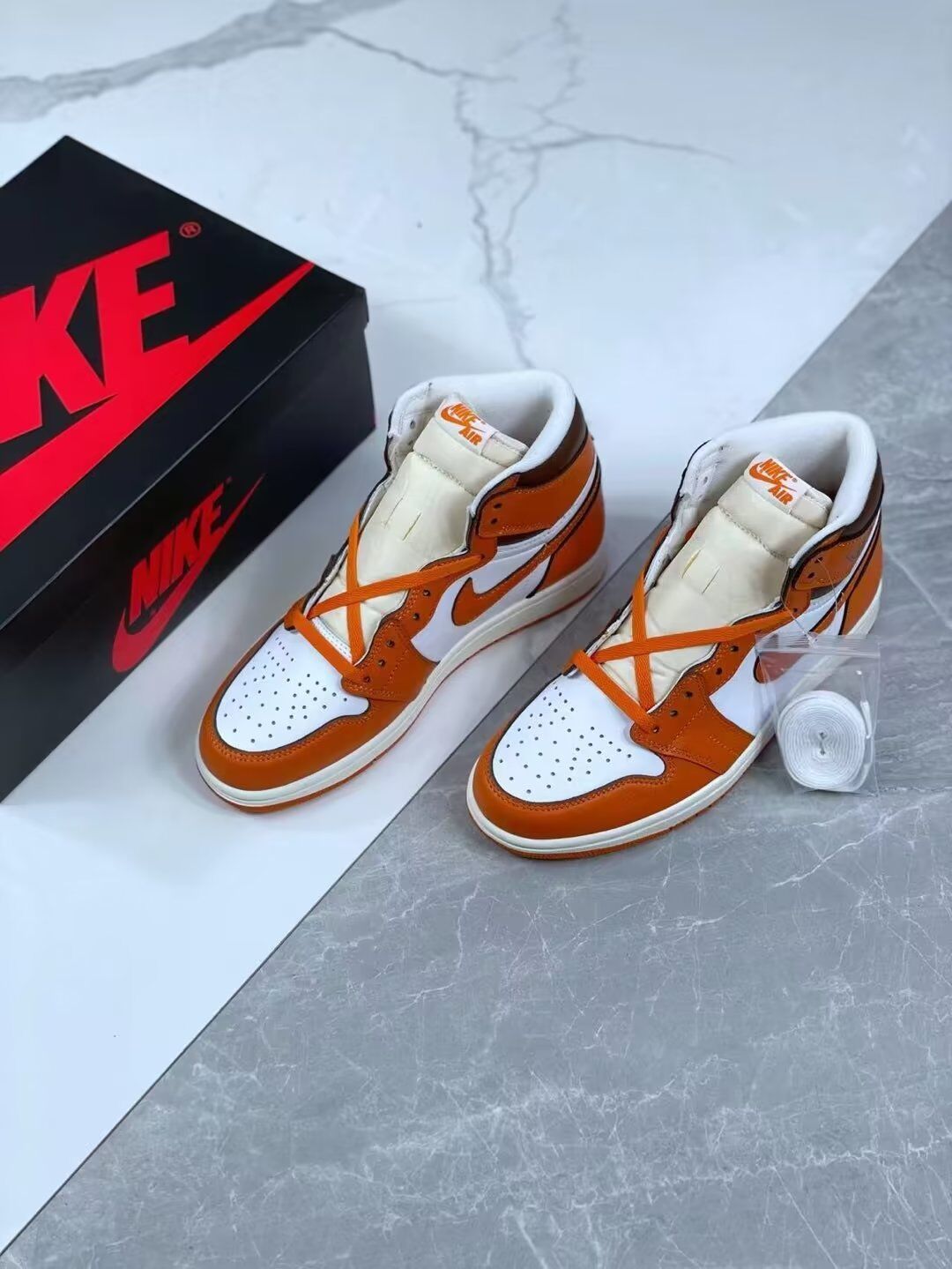 High Top Sneakers, Orange Colorway, Lace Up Design, Casual Gift for Sneaker Fans