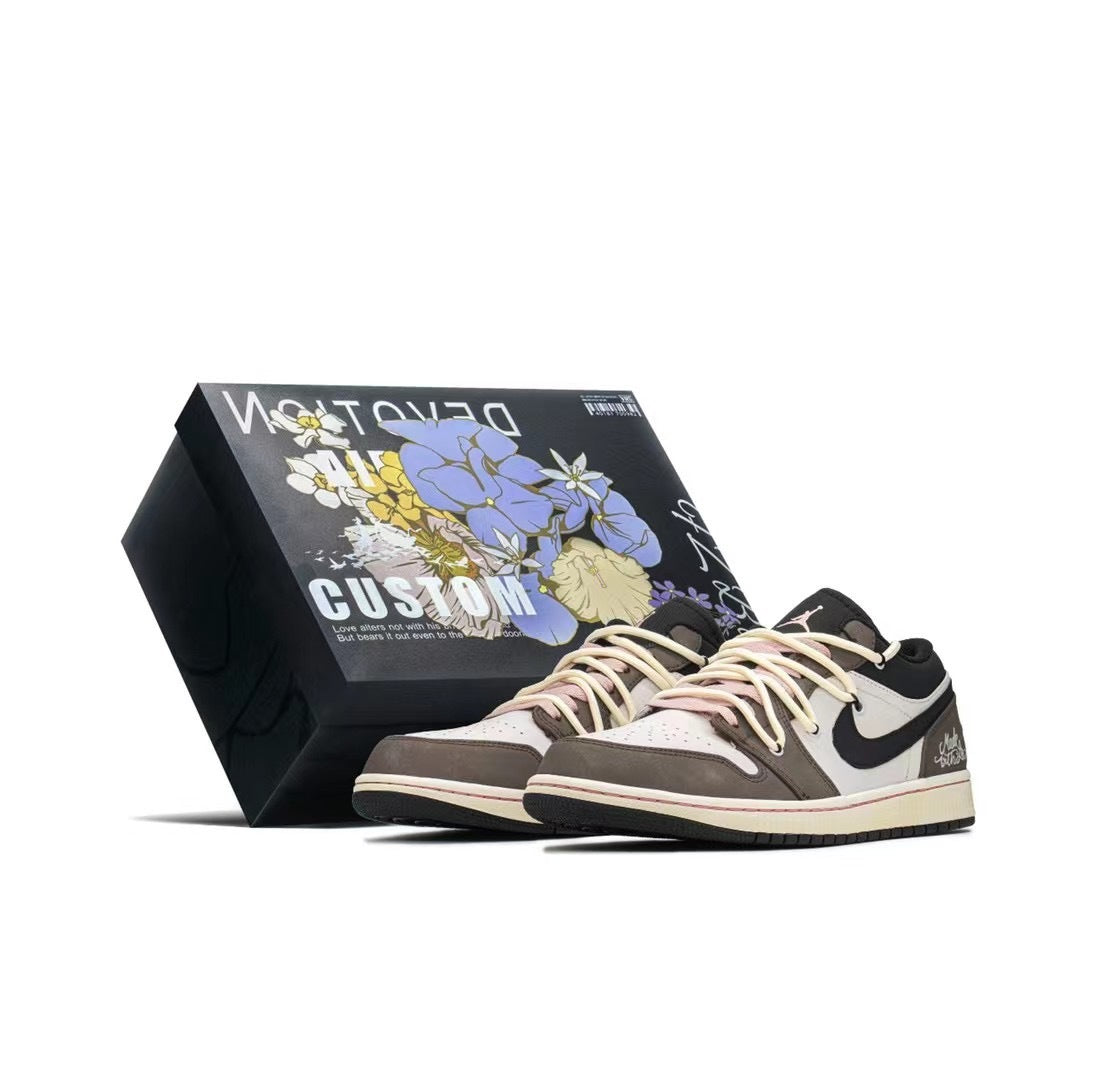 Low Top Sneakers, Brown Colorway, Valentine Design, Lace Up Design, Casual Gift for Sneaker Fans