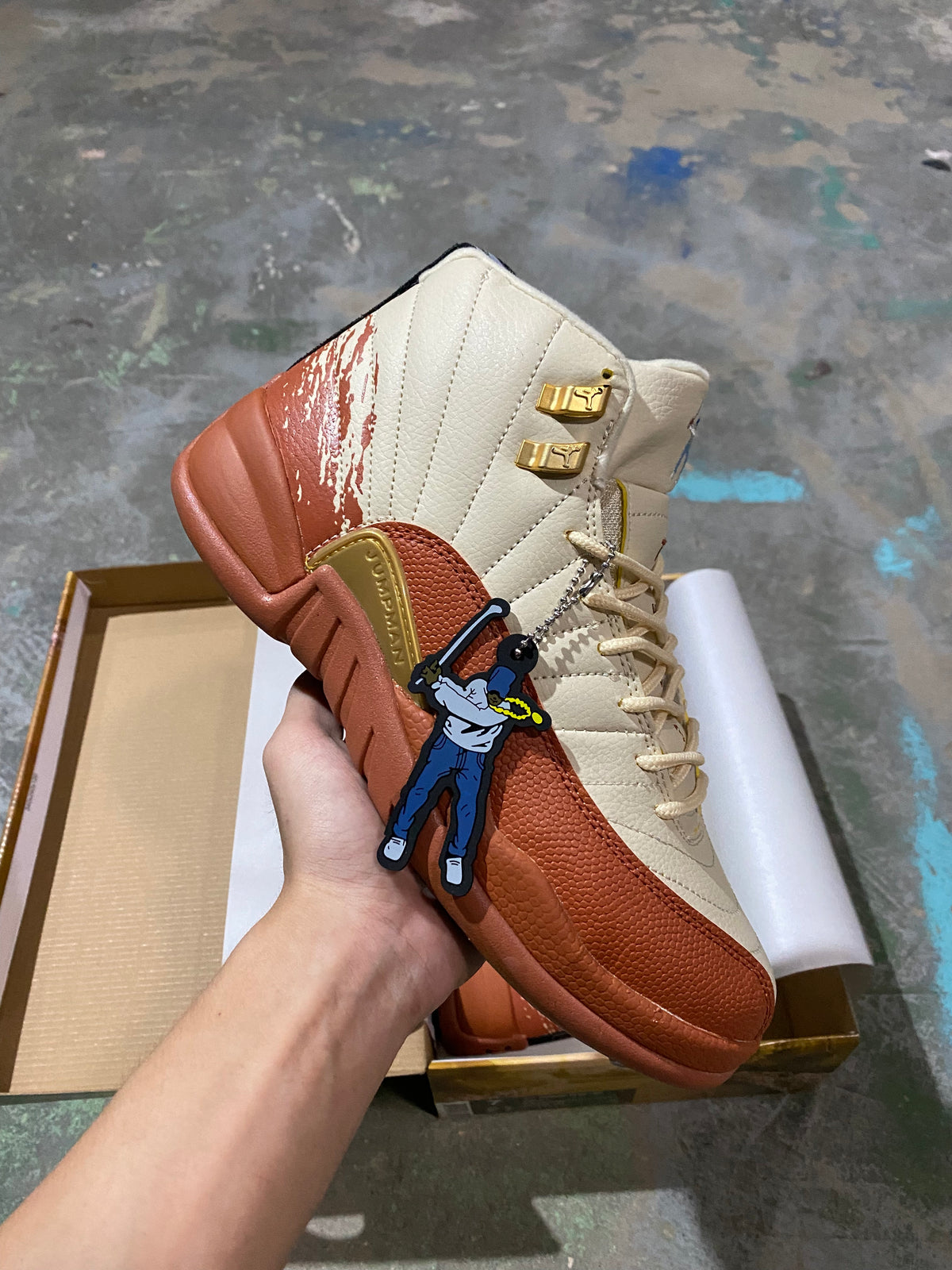 Retro Golf Shoes, Off White Brown Colorway, Lace Up Design, Casual Gift for Shoe Lovers
