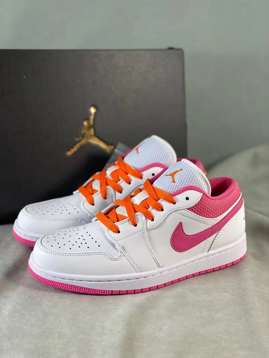 Low Top Sneakers, White Pink Colorway, Lace Up Design, Casual Gift for Sneaker Fans