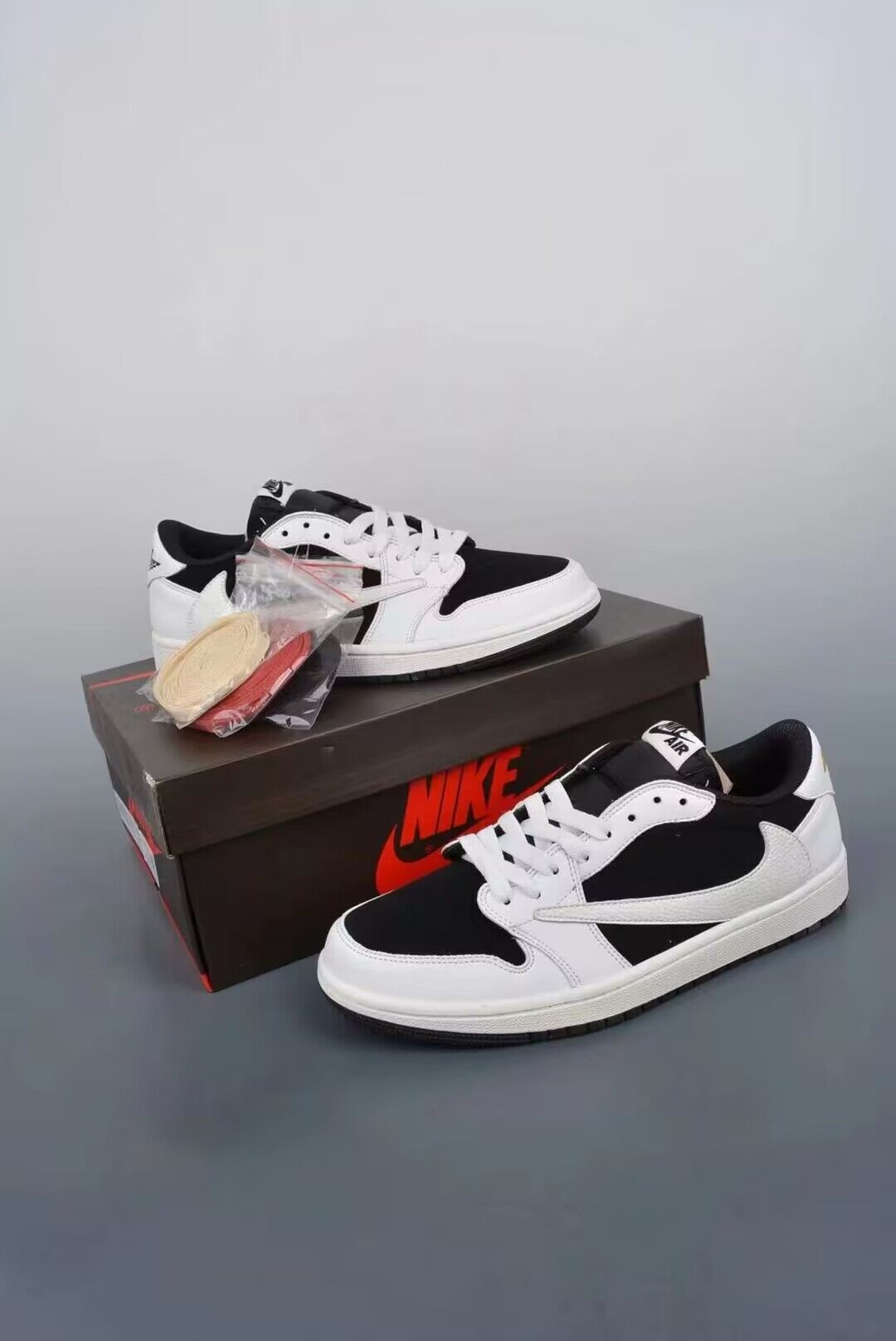 Low Top Sneakers, Black White Colorway, Lace Up Design, Casual Gift for Sneaker Fans
