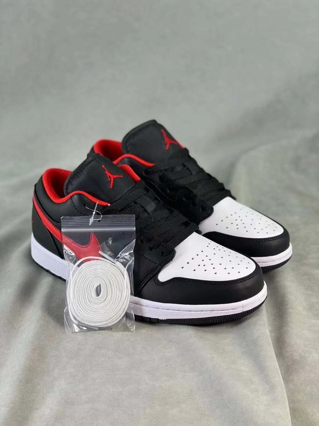 Low Top Basketball Shoes, Black Red Colorway, Lace Up Design, Casual Gift for Shoe Lovers