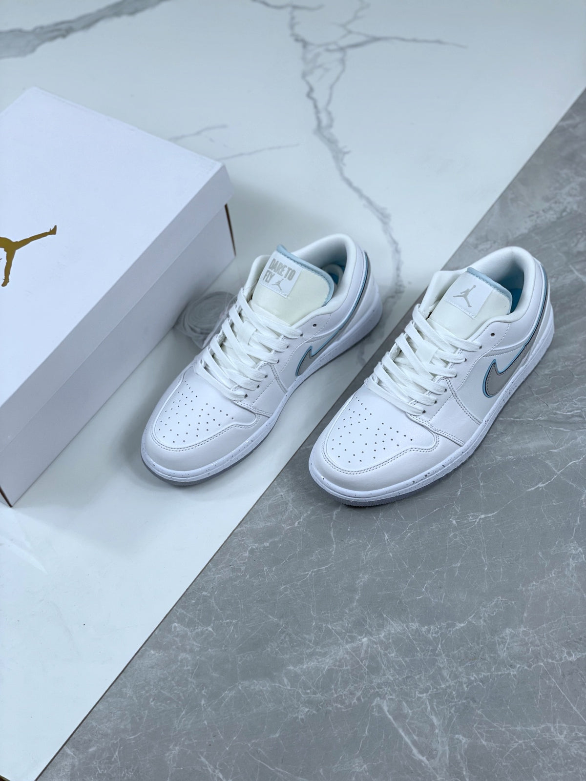 Low Top Sneakers, White Silver Colorway, Reflective Detail, Lace Up Design, Casual Gift for Sneaker Fans