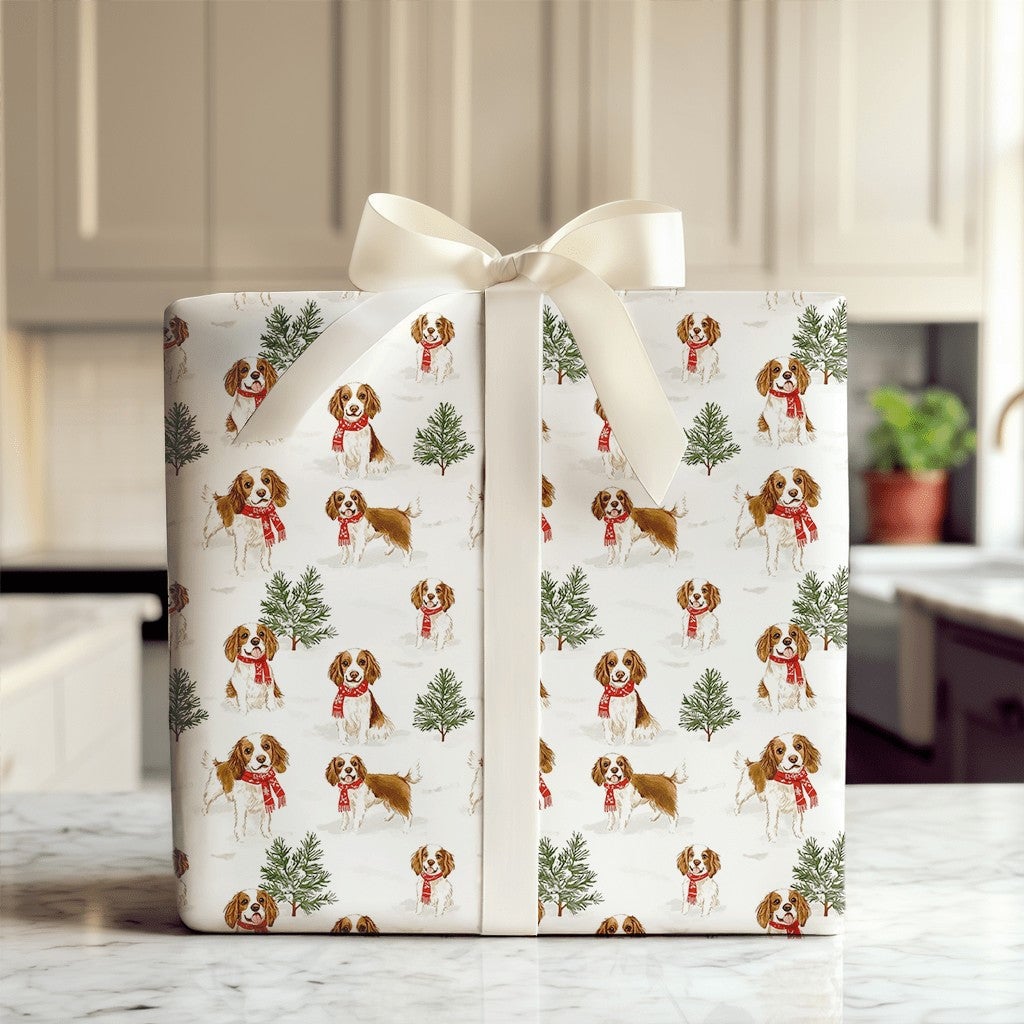 Christmas Dog Wrapping Paper, Cavalier King Charles Spaniel Wrapping Paper, Festive Puppy Gift Wrap, Holiday Pet Gift Wrappin