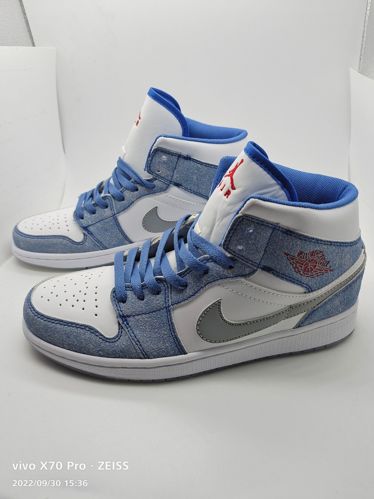Sneakers, Blue Gray White Colorway, Lace Up Design, Casual Gift for Sneaker Fans