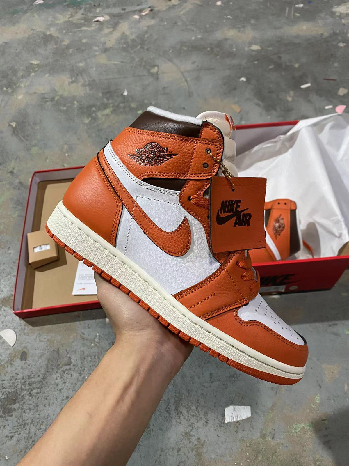 Retro High Top Sneakers, White Orange Colorway, Lace Up Design, Casual Gift for Sneaker Fans