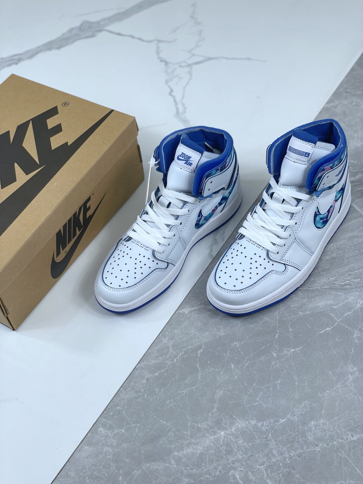 Low Top Sneakers, Blue White Colorway, Lace Up Design, Casual Gift for Sneaker Fans