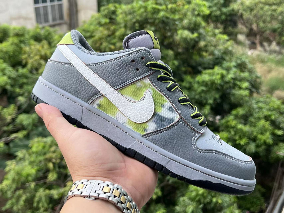 Low Top Sneakers, Gray Yellow Colorway, Lace Up Design, Casual Gift for Sneaker Fans