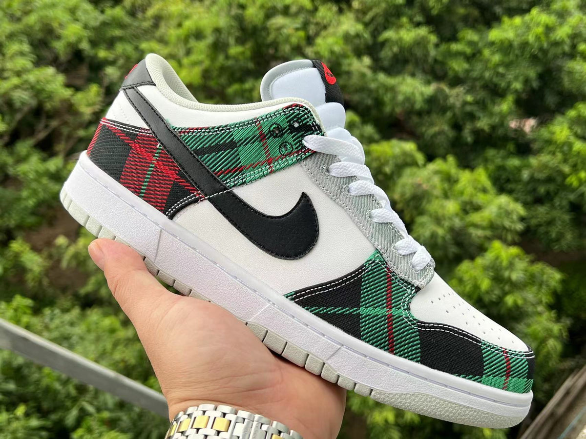 Low Top Sneakers, Green White Black Colorway, Lace Up Design, Casual Gift for Sneaker Fans