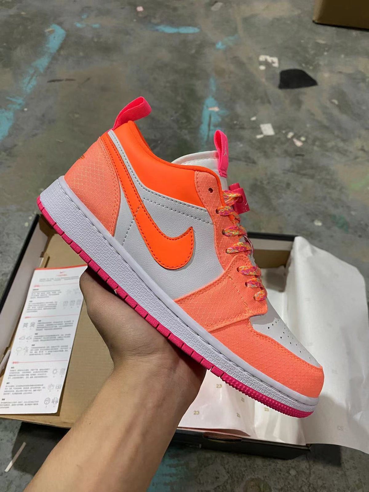 Low Top Sneakers, Orange Colorway, Lace Up Design, Casual Gift for Sneaker Fans
