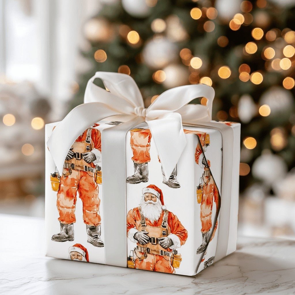 Electrician Christmas Gift Wrap, Lineman Santa Wrapping Paper, Utility Worker Holiday Wrapping Paper, Tradesman Xmas Gift Wra